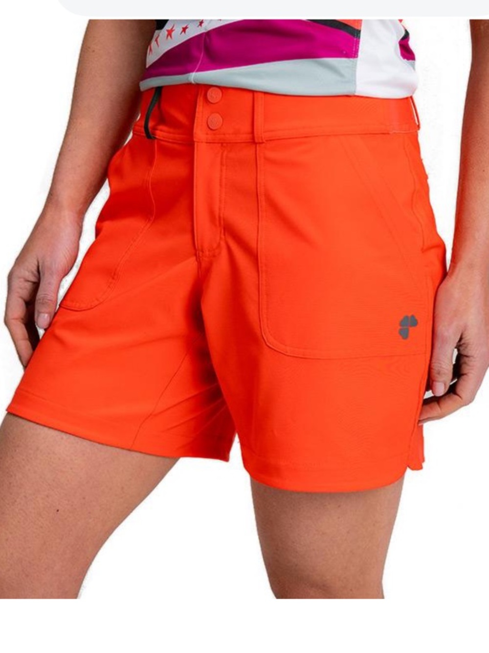 Krimson Klover Rory 7” High Waist Neon Red Orange Hiking Shorts Medium 6 8 10